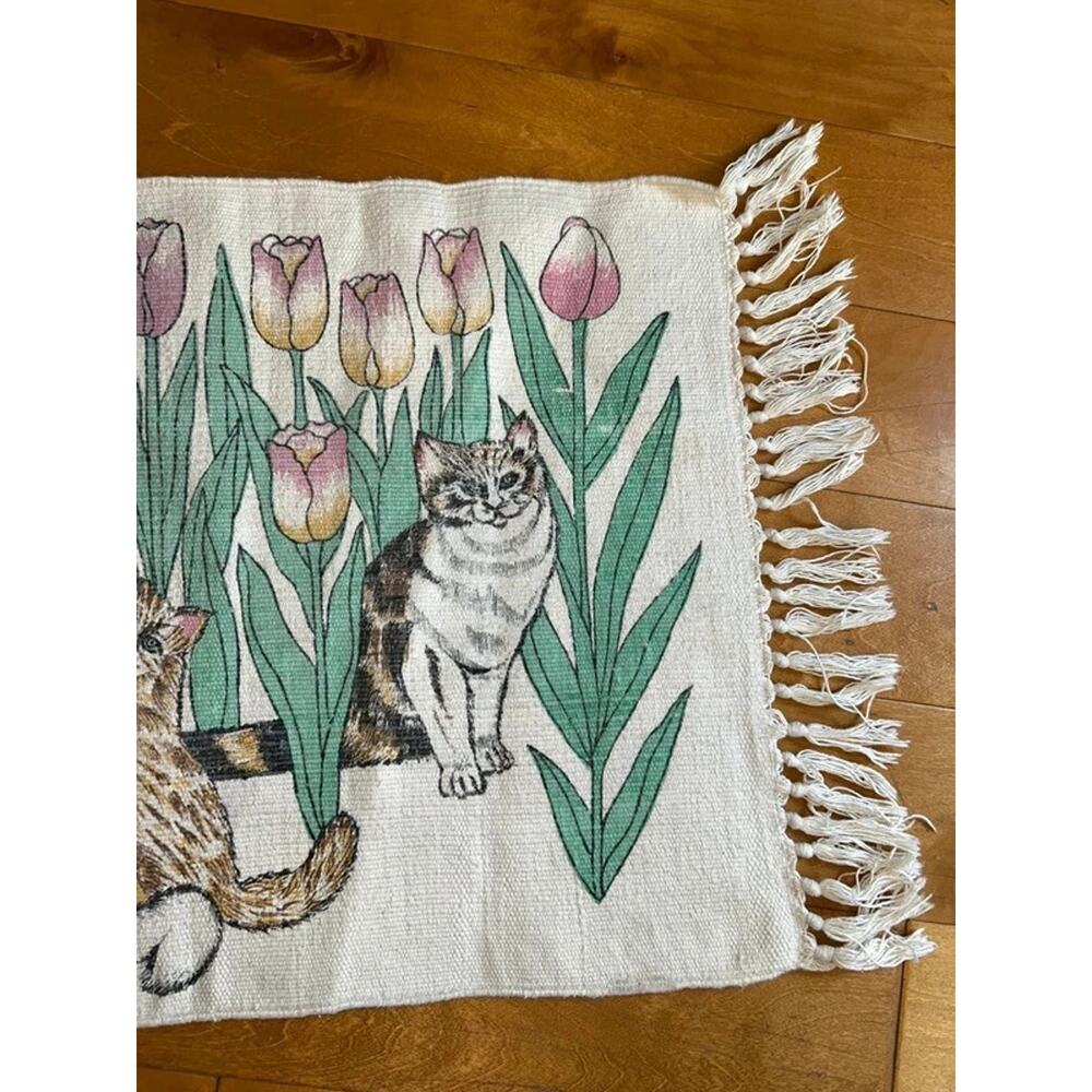 Vintage Woodstock Home Designs cat rug - Picture 4 of 6